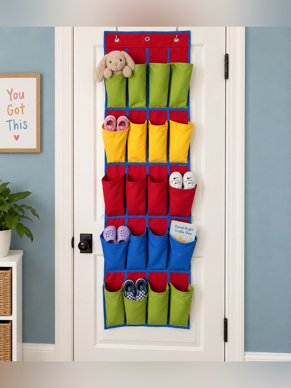 Over-the-Door 20 Pocket Multi-Color Organizer for Kids